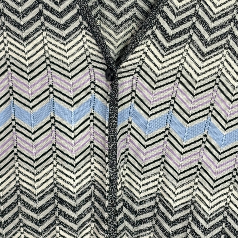 Pendleton Silk Cotton Chevron Zigzag Cardigan Sweater Blue Purple XL One Button - Picture 2 of 8